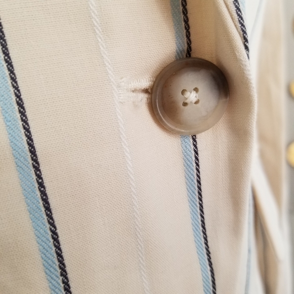 LOFT Linen Blend Cream Striped Cropped Blazer 2 NWT - Picture 8 of 15